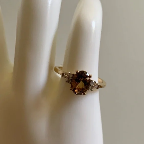 Luxoro 10K Yellow Gold Premium Golden Tanzanite, Diamond Ring - Size 6